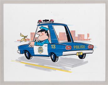 (CARTOON.  POLICE.) Group of 25 Drawings for a Police Cartoon.